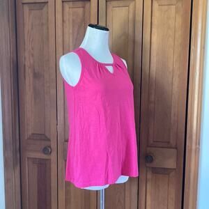 Just Be Hot Pink Knit Sleeveless T-Shirt, Size S